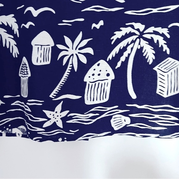 C&C California Hawaiian Novelty Beachy Print Linen Blend Button Down Shirt NEW - Picture 12 of 13